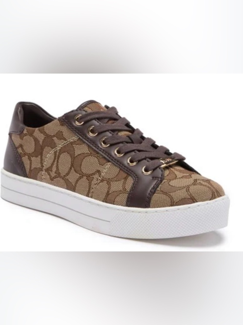 Coach Brown Signature Monogram Low-Top Sneakers, Sz 8.5 - Picture 3 of 14